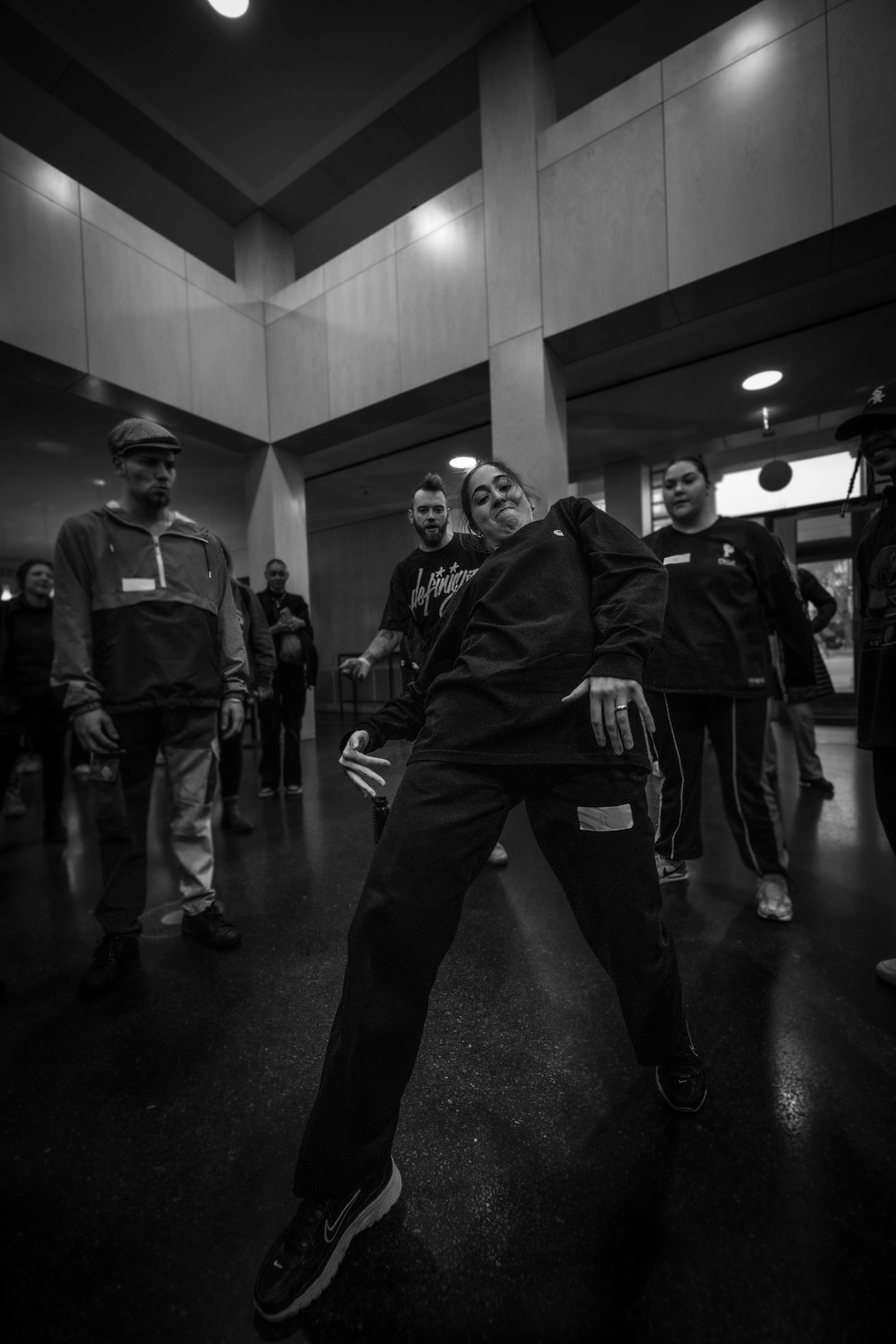Grooving Female Dancer in the Freestyle Hip Hop Cypher Qualifier